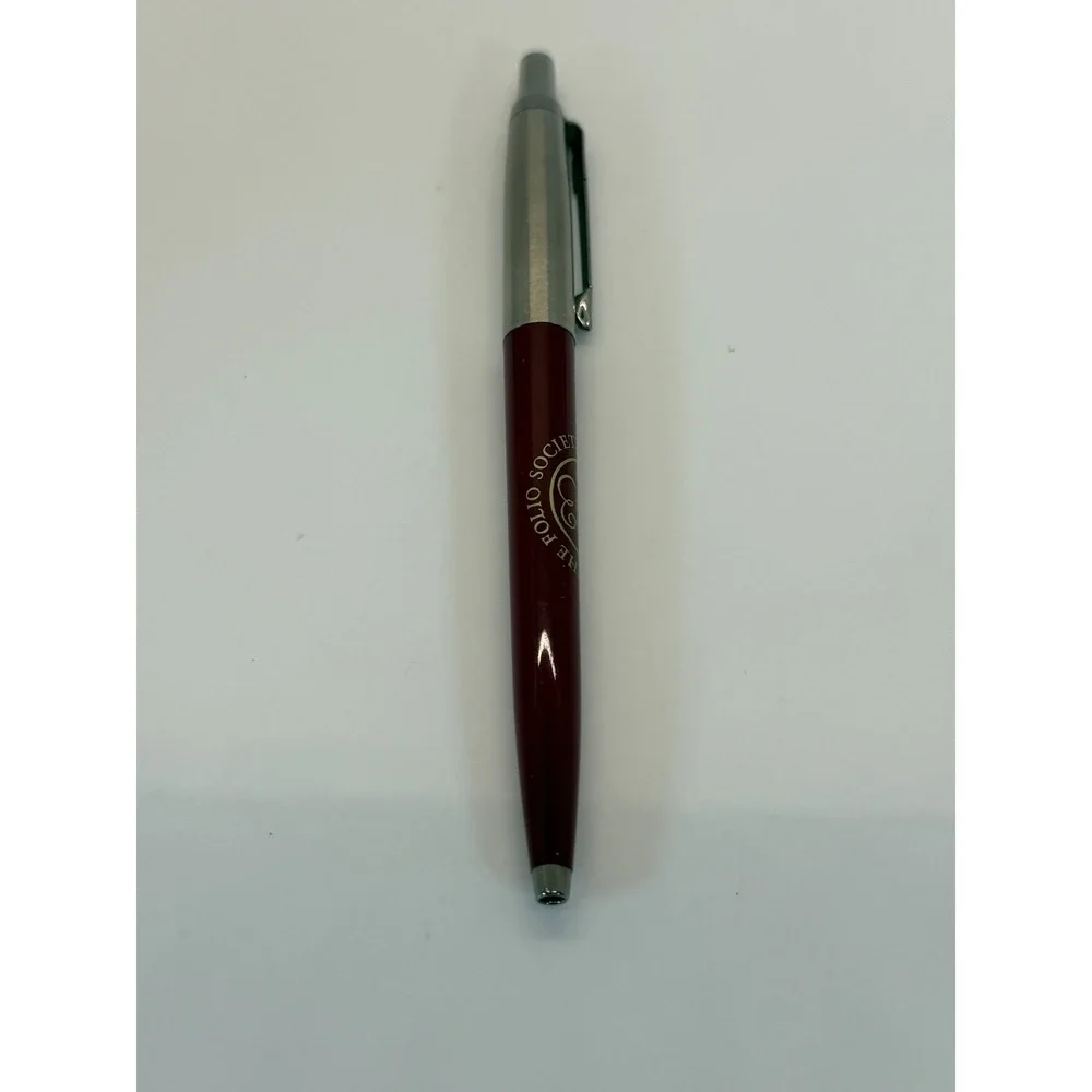 VTG Parker Jotter Ballpoint Pen Burgundy Silver The Folio Society‎ 1947 Logo